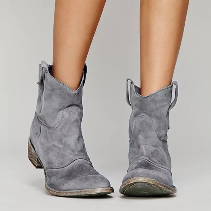 Damen Western-Boots mit niedrigem Absatz und Zugschlaufen