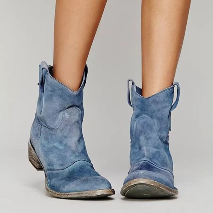 Damen Western-Boots mit niedrigem Absatz und Zugschlaufen