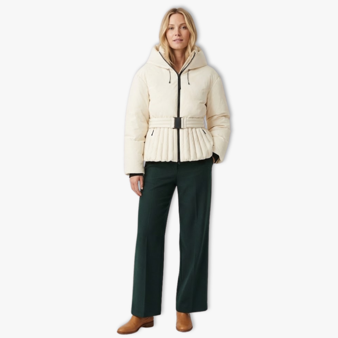 Damen Winterjacke mit Kapuze und gesteppter Saumpartie