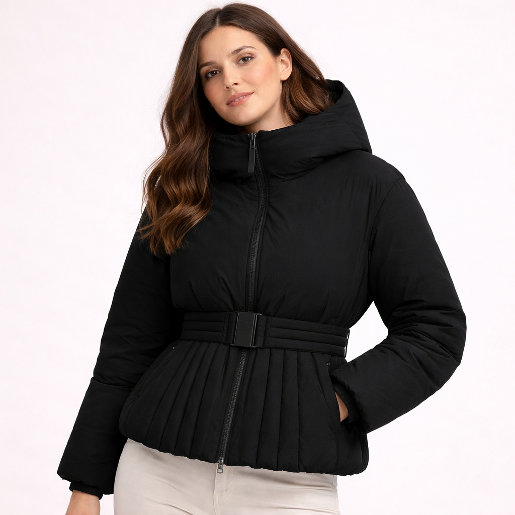 Damen Winterjacke mit Kapuze und gesteppter Saumpartie