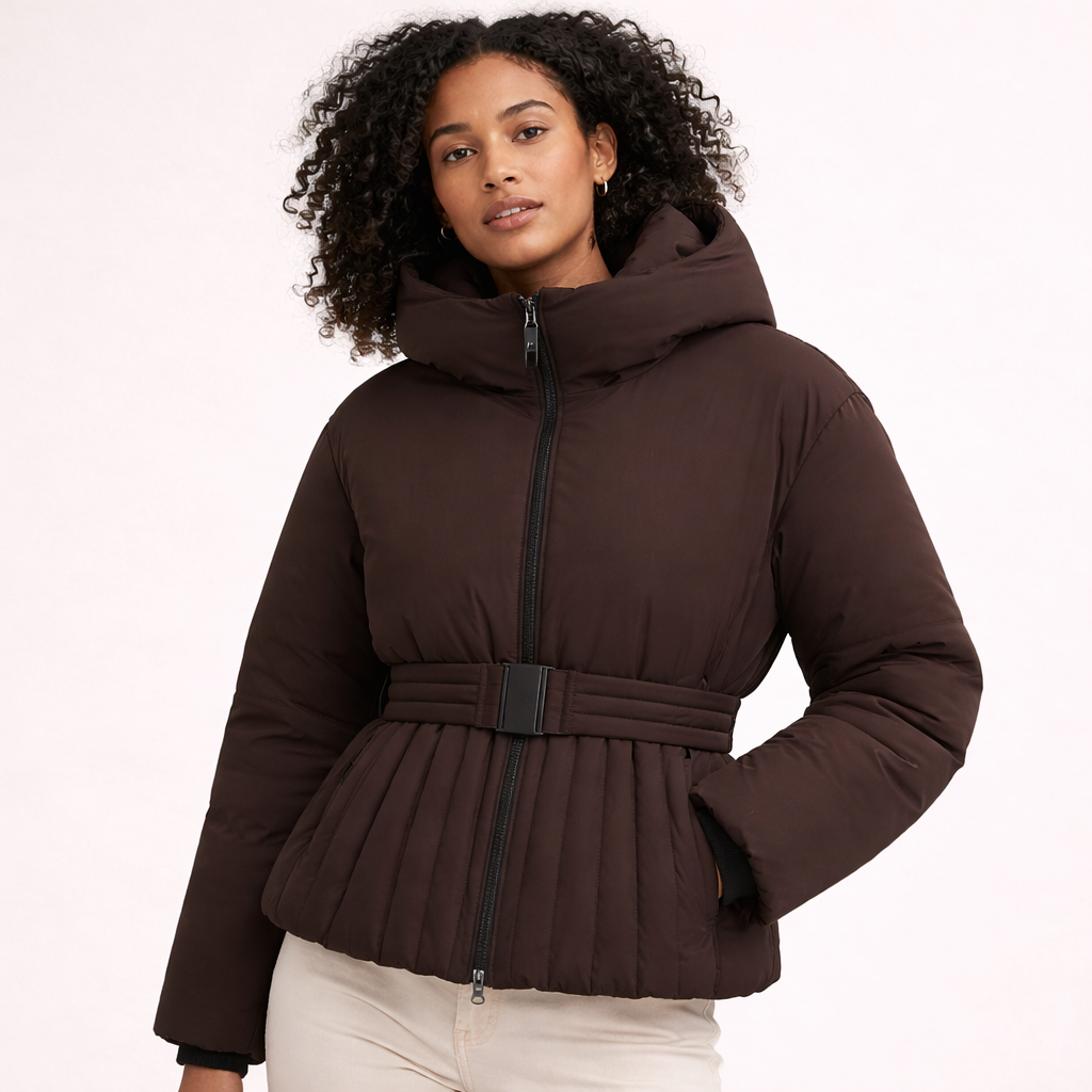 Damen Winterjacke mit Kapuze und gesteppter Saumpartie