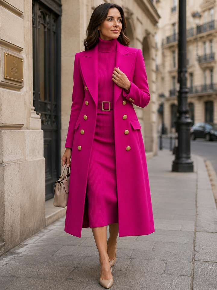 Damen Wintermantel mit Rippenkleid als Set