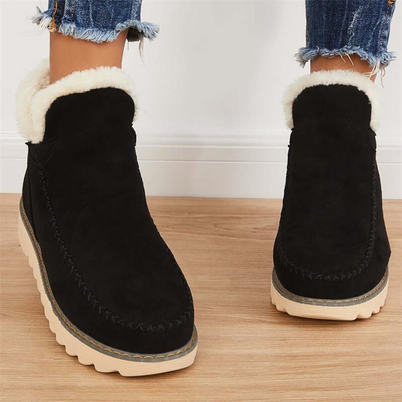 Damen Winterstiefel mit flauschigem Futterrand