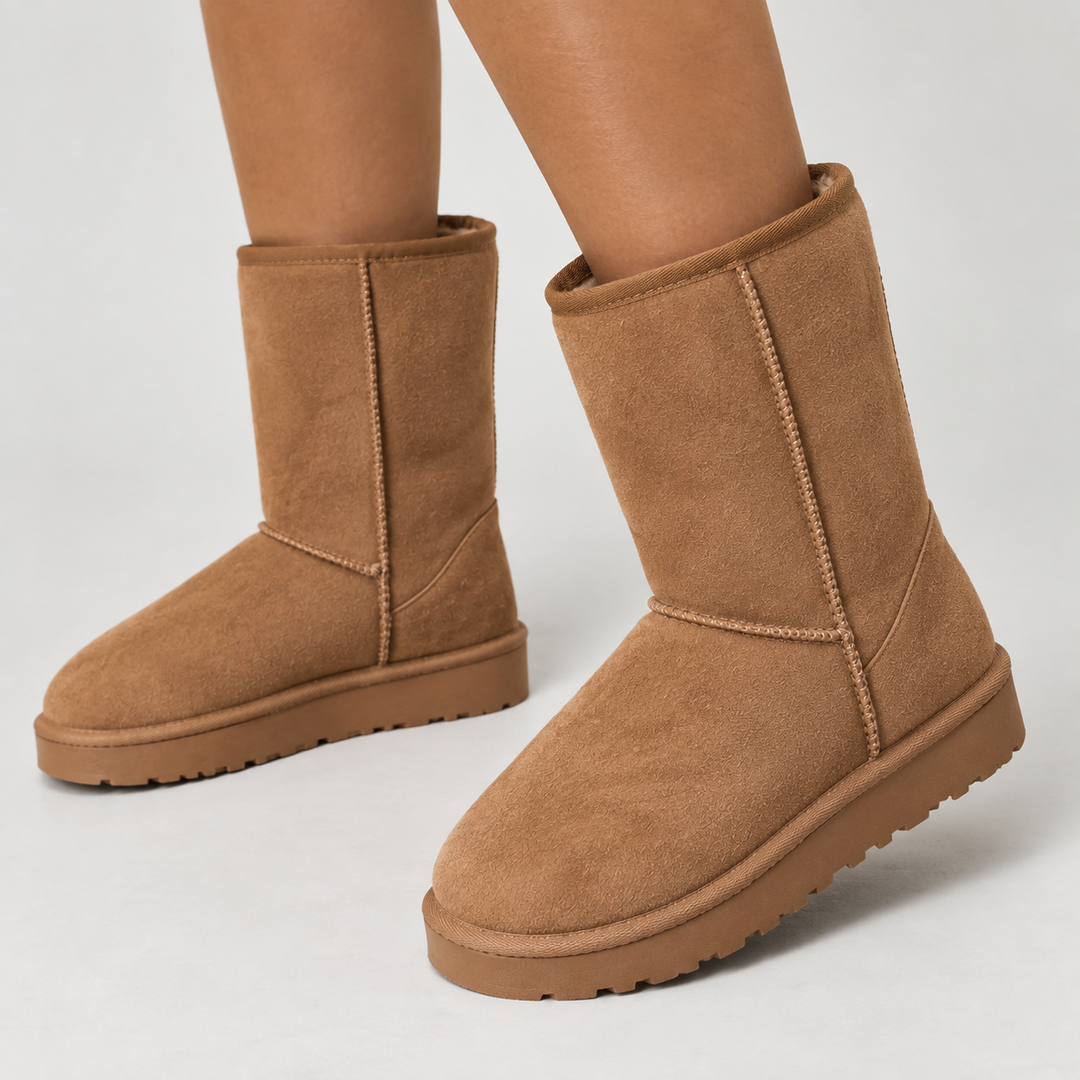 Damen Winterstiefel mit halbhohem Schaft und dicker Sohle