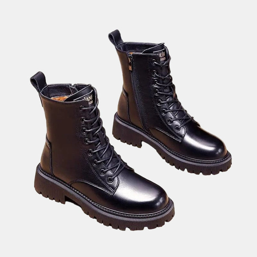 Damen Winterstiefel mit Schnürung und Teddyfutter