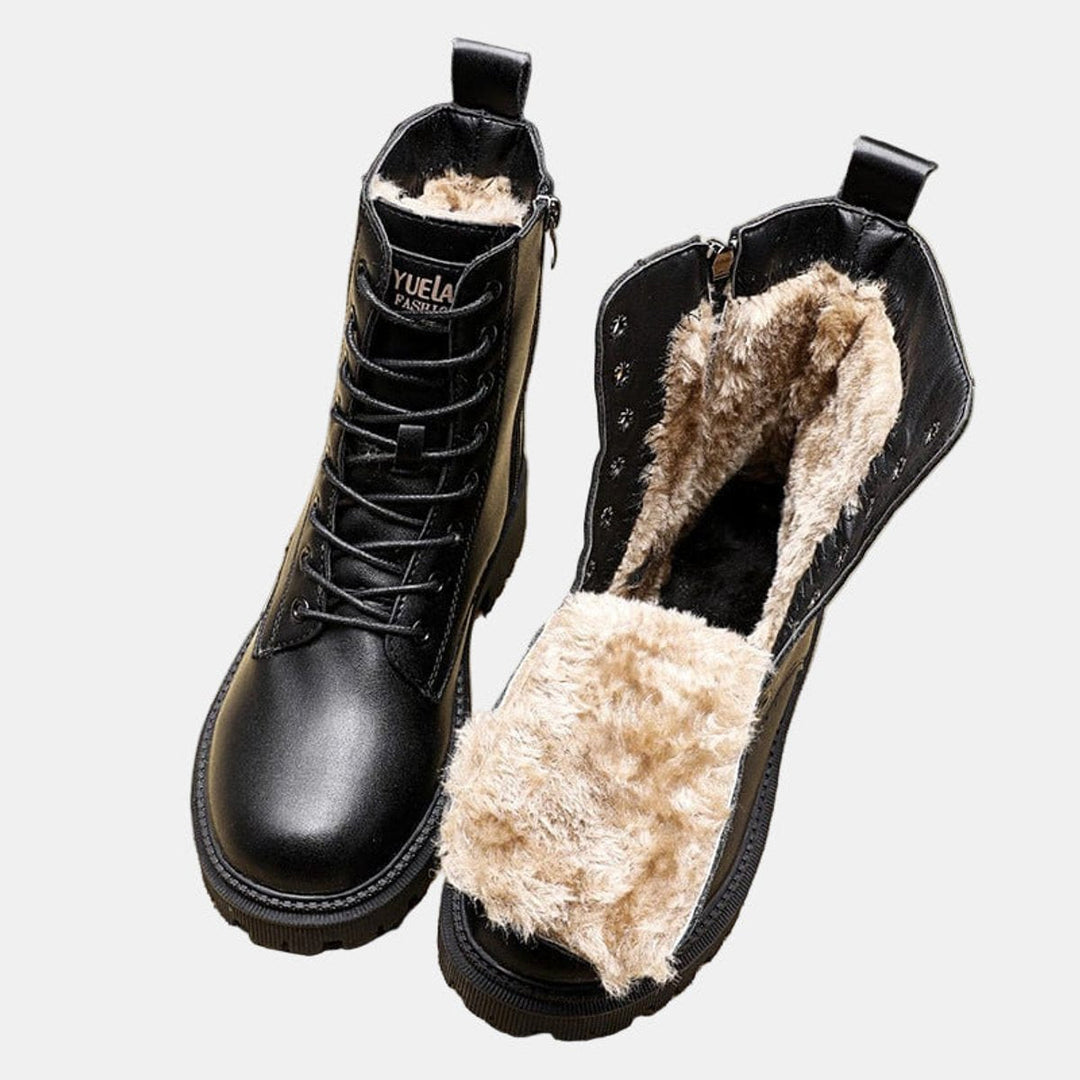 Damen Winterstiefel mit Schnürung und Teddyfutter