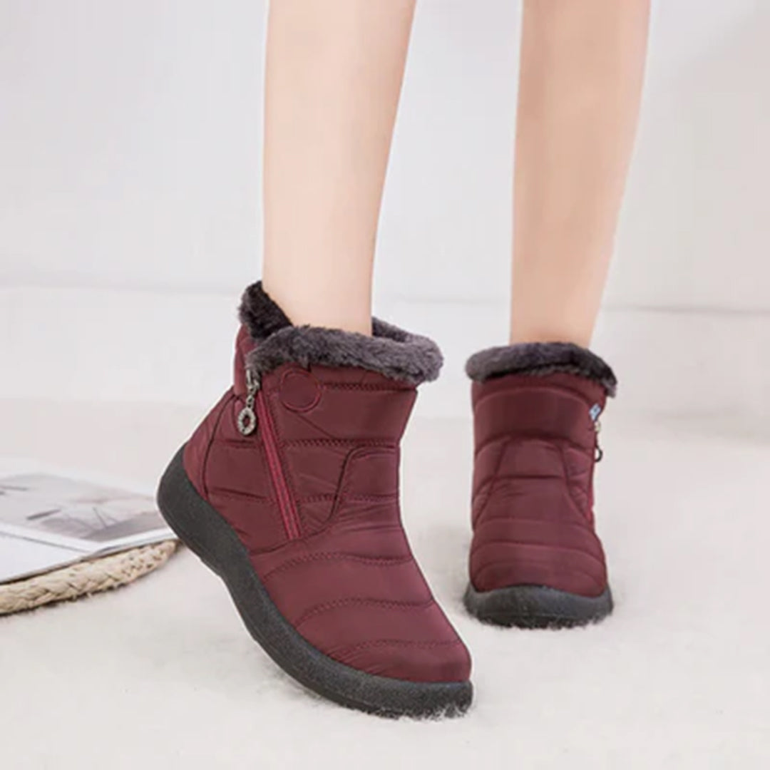 Damen Winterstiefel mit Steppnähten und weichem Kragen