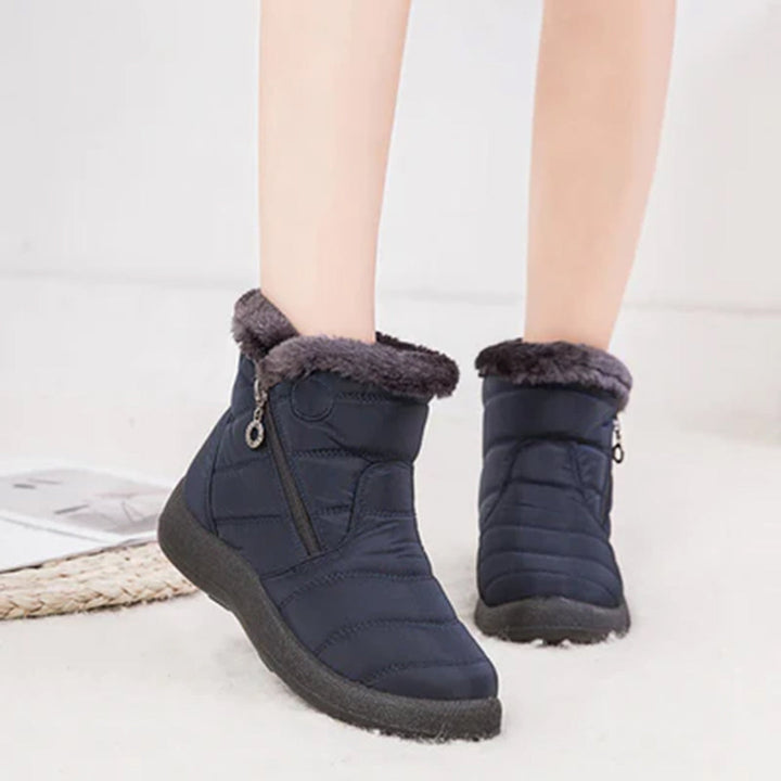 Damen Winterstiefel mit Steppnähten und weichem Kragen