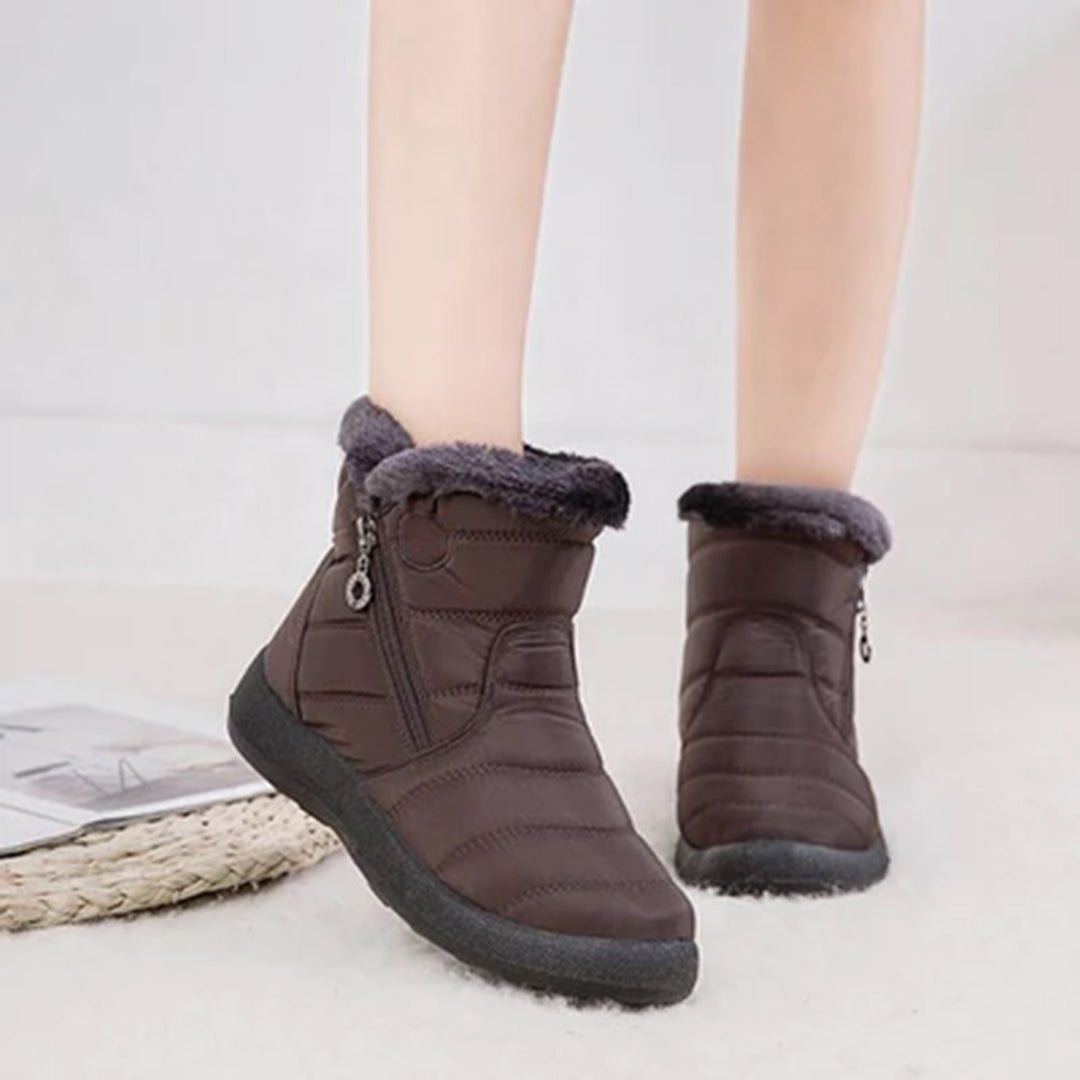 Damen Winterstiefel mit Steppnähten und weichem Kragen