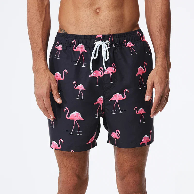 Herren Badeshorts Bedruckt mit Taschen Kordelzug Schnelltrocknend