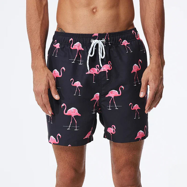Herren Badeshorts Bedruckt mit Taschen Kordelzug Schnelltrocknend