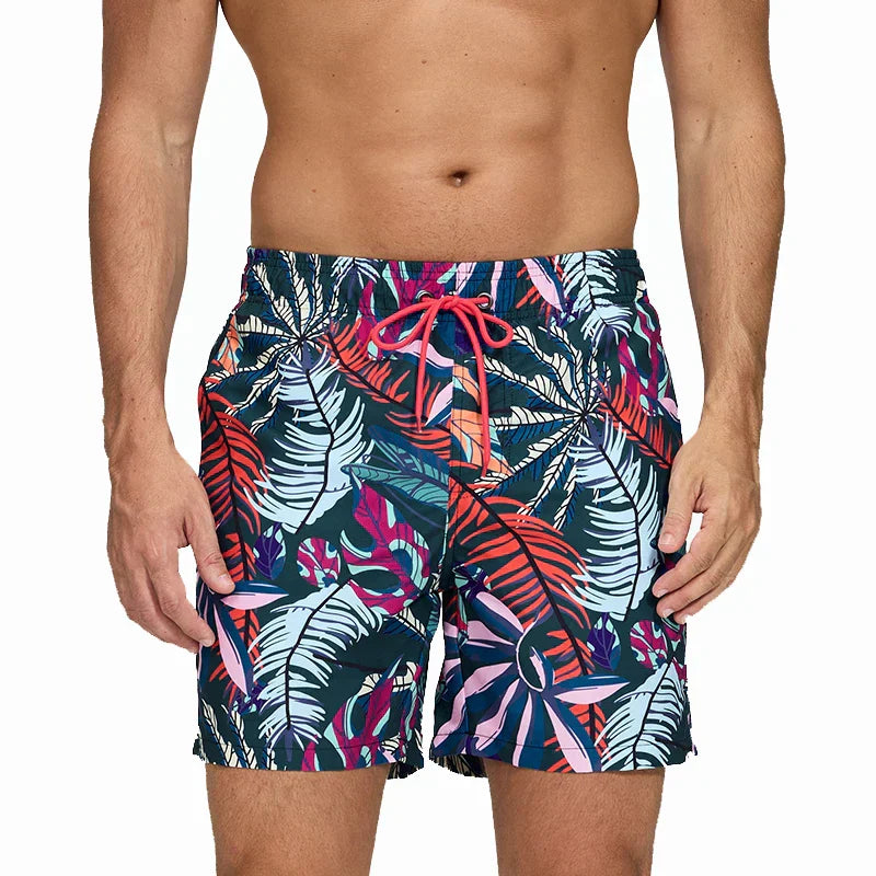 Herren Badeshorts Bedruckt mit Taschen Kordelzug Schnelltrocknend