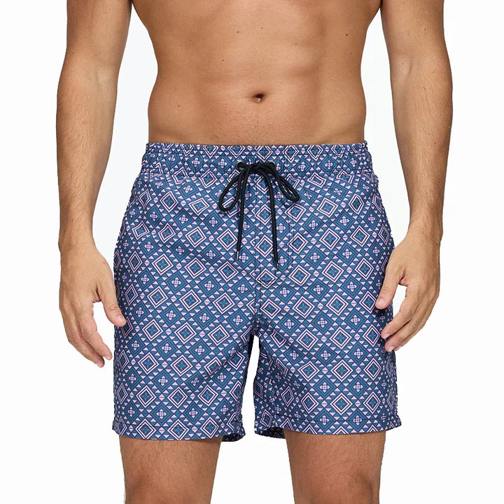 Herren Badeshorts Bedruckt mit Taschen Kordelzug Schnelltrocknend