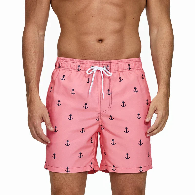 Herren Badeshorts Bedruckt mit Taschen Kordelzug Schnelltrocknend