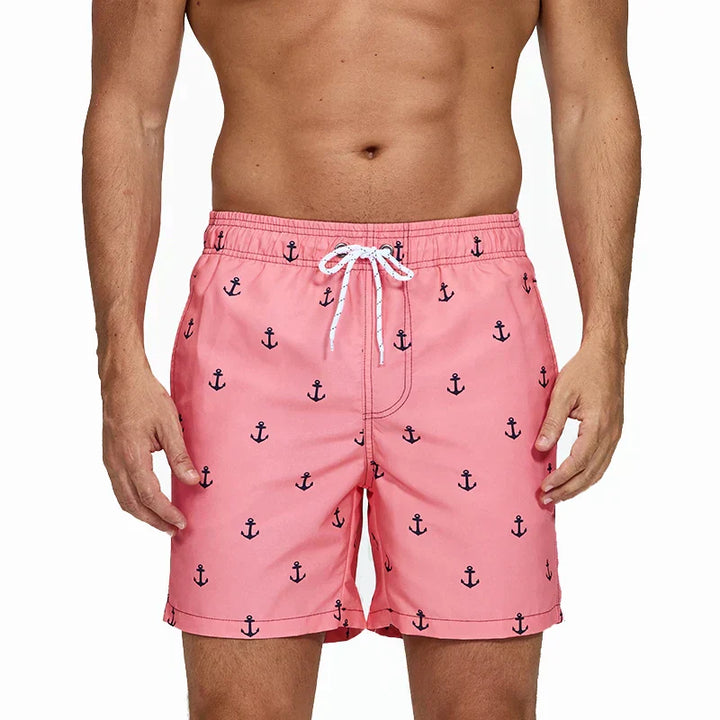 Herren Badeshorts Bedruckt mit Taschen Kordelzug Schnelltrocknend