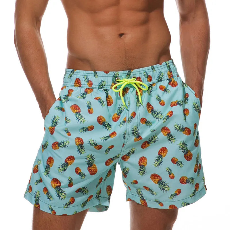 Herren Badeshorts Bedruckt mit Taschen Kordelzug Schnelltrocknend