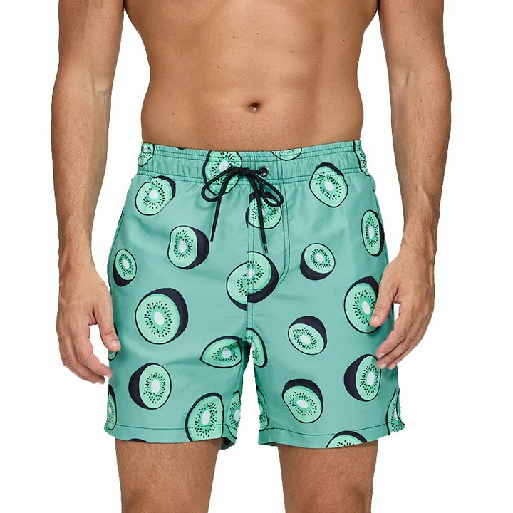 Herren Badeshorts Bedruckt mit Taschen Kordelzug Schnelltrocknend