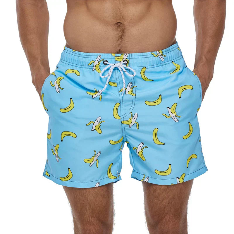 Herren Badeshorts Bedruckt mit Taschen Kordelzug Schnelltrocknend