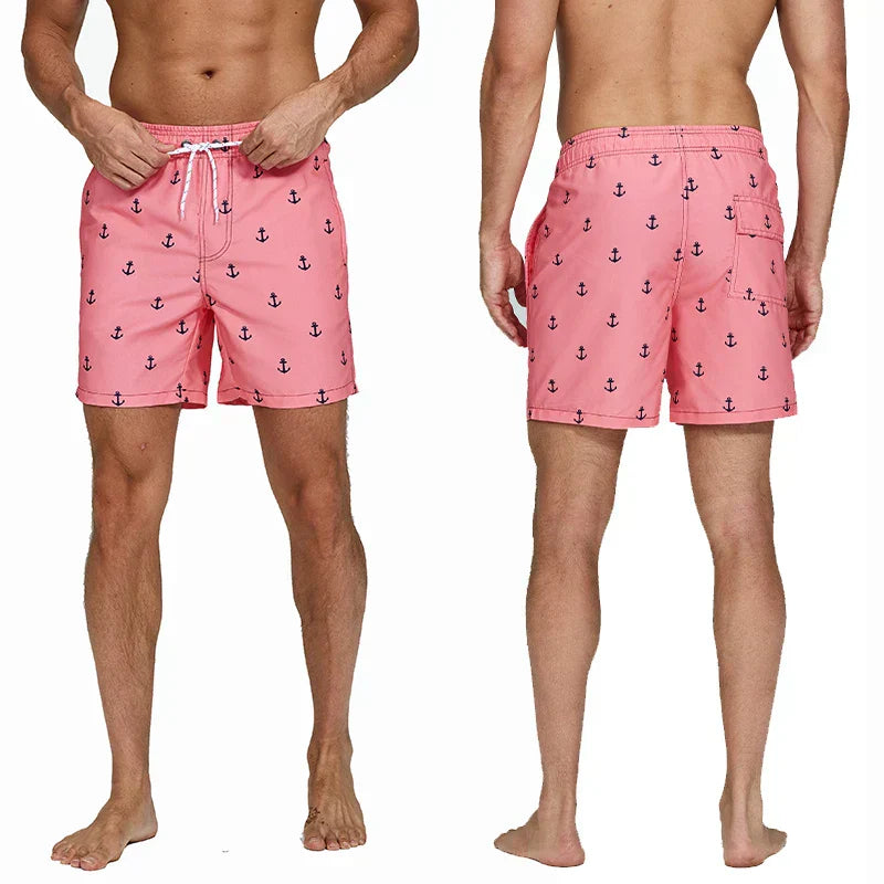 Herren Badeshorts Bedruckt mit Taschen Kordelzug Schnelltrocknend