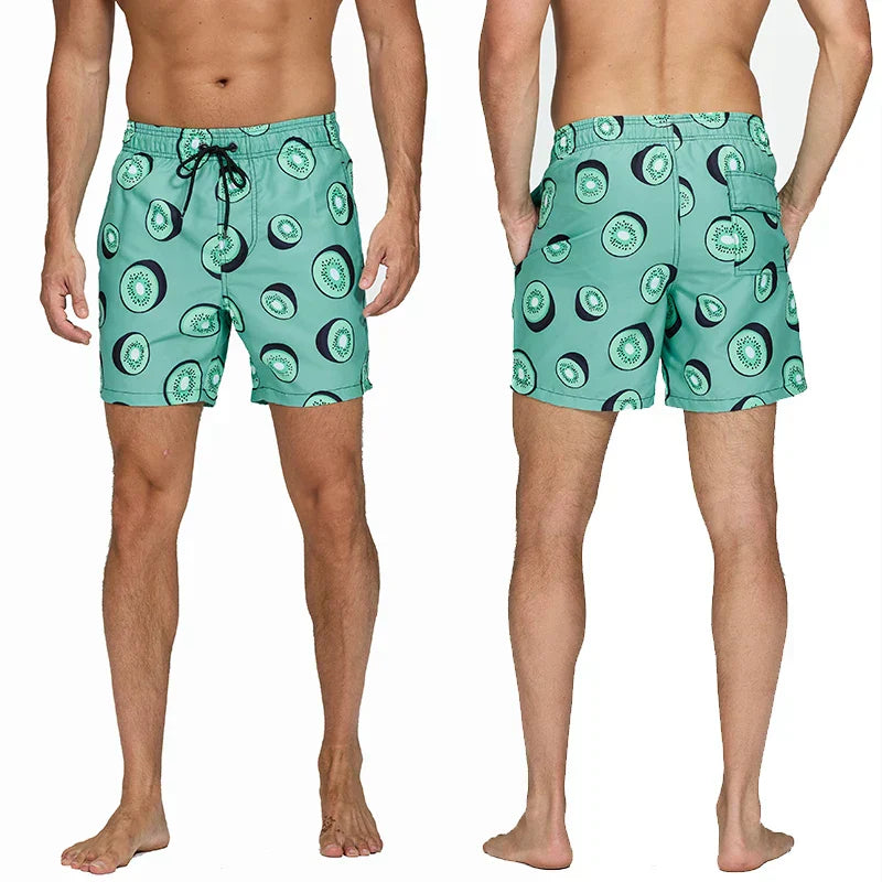 Herren Badeshorts Bedruckt mit Taschen Kordelzug Schnelltrocknend