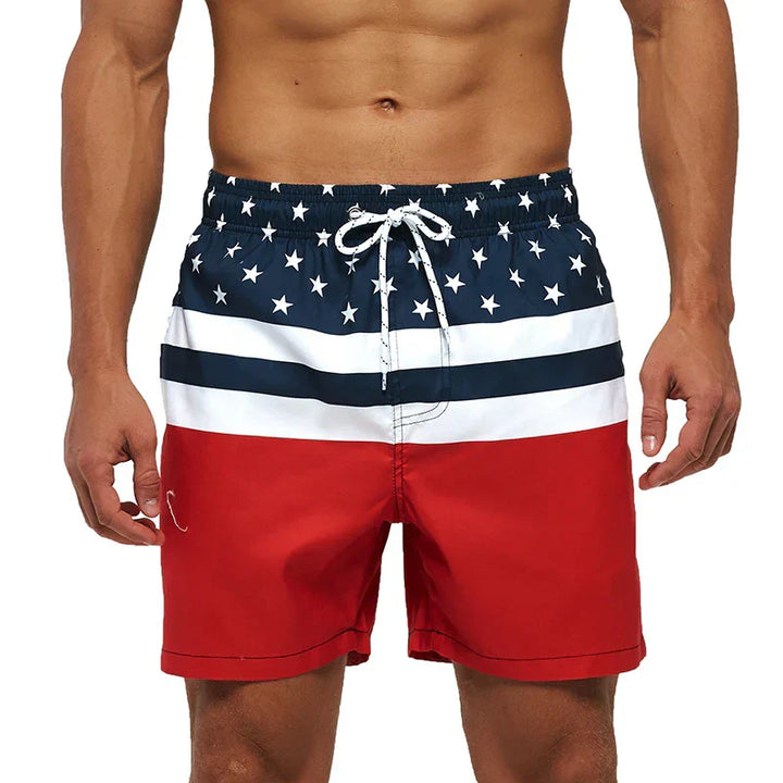 Herren Badeshorts Bedruckt mit Taschen Kordelzug Schnelltrocknend