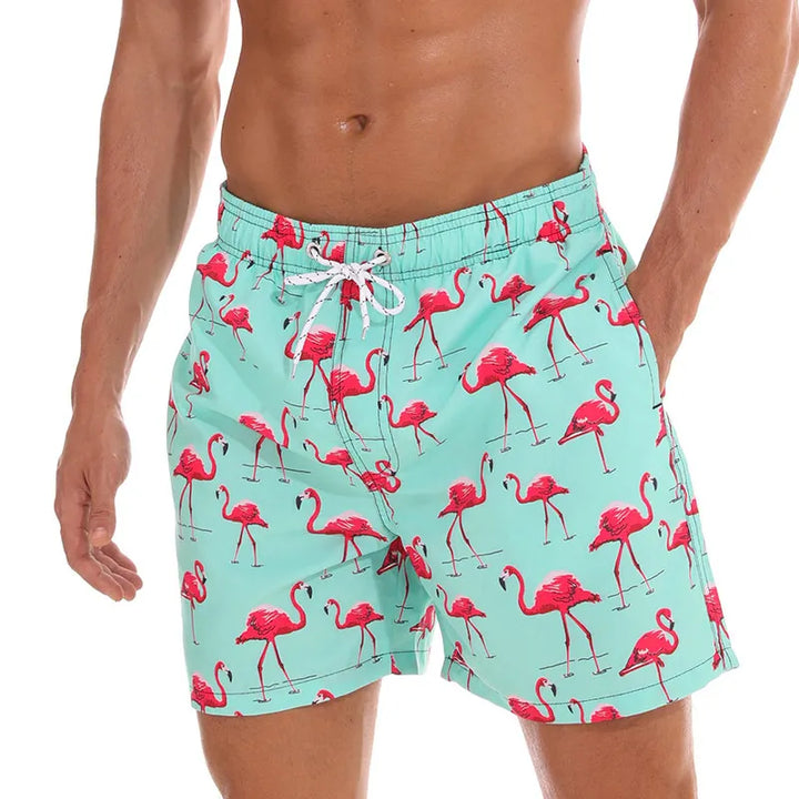 Herren Badeshorts Bedruckt mit Taschen Kordelzug Schnelltrocknend