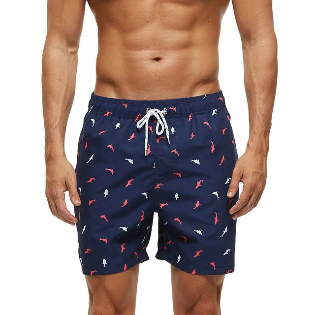 Herren Badeshorts Bedruckt mit Taschen Kordelzug Schnelltrocknend