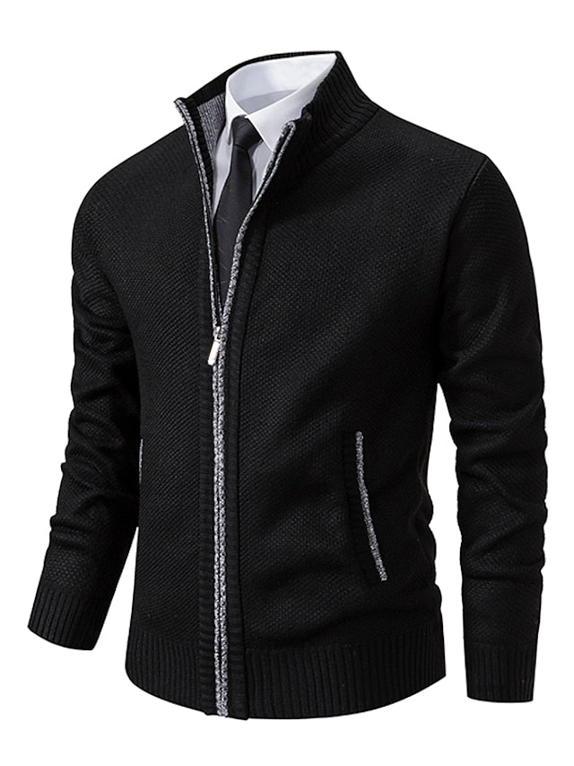 Herren Cardigan mit Reissverschluss für kalte Tage - Khaki