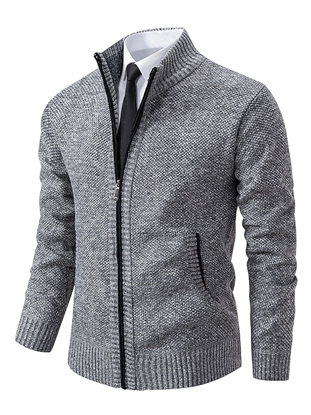 Herren Cardigan mit Reissverschluss für kalte Tage - Khaki