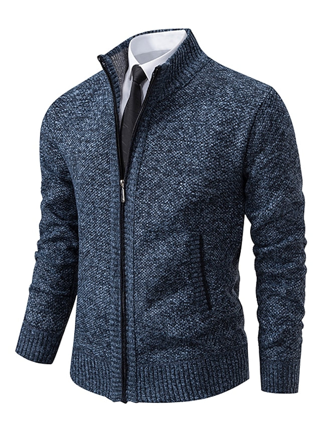 Herren Cardigan mit Reissverschluss für kalte Tage - Khaki