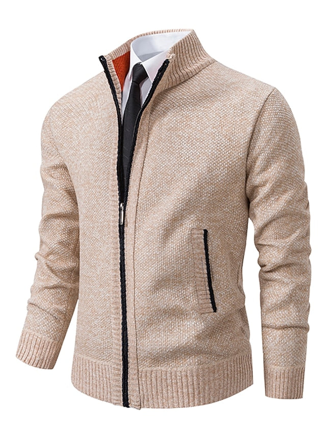 Herren Cardigan mit Reissverschluss für kalte Tage - Khaki