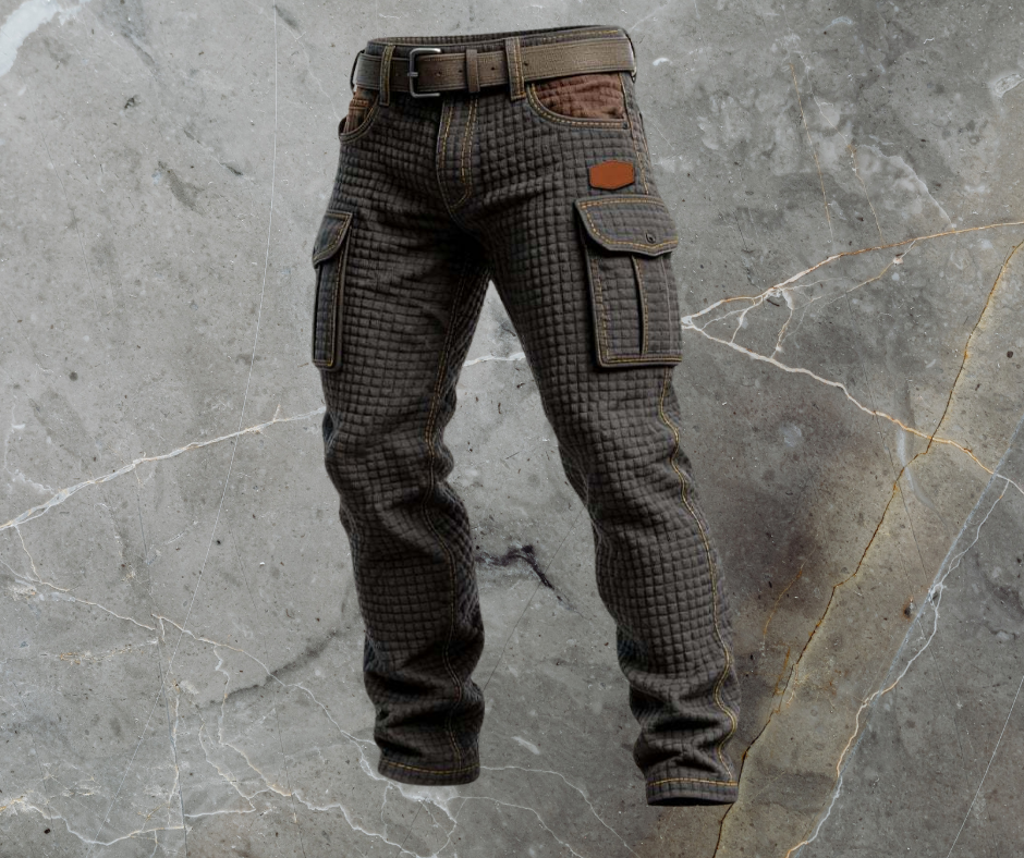 Herren Cargo-Jeans Steppoptik Relaxed Fit Mehrere Taschen