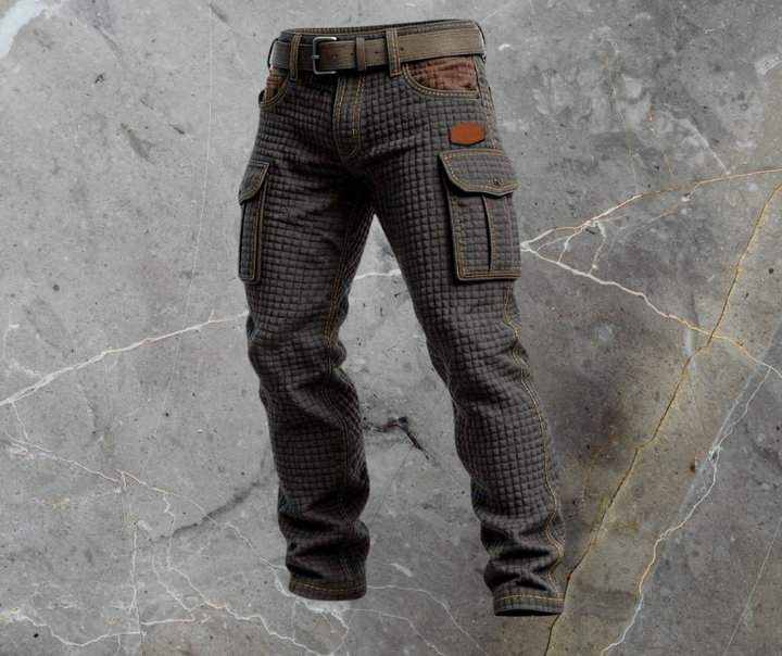 Herren Cargo-Jeans Steppoptik Relaxed Fit Mehrere Taschen