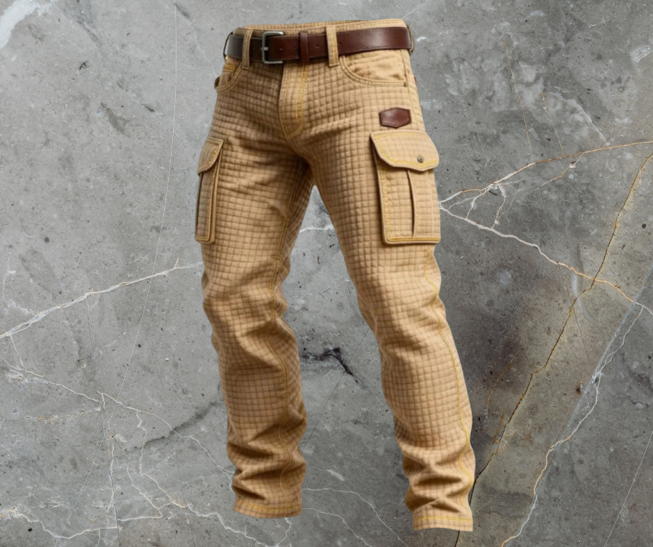 Herren Cargo-Jeans Steppoptik Relaxed Fit Mehrere Taschen
