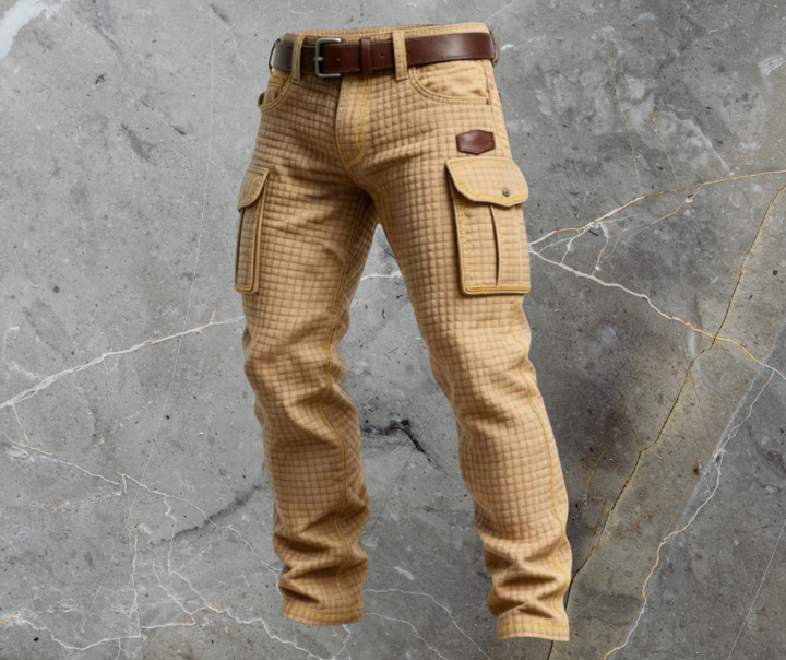 Herren Cargo-Jeans Steppoptik Relaxed Fit Mehrere Taschen