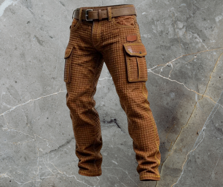 Herren Cargo-Jeans Steppoptik Relaxed Fit Mehrere Taschen