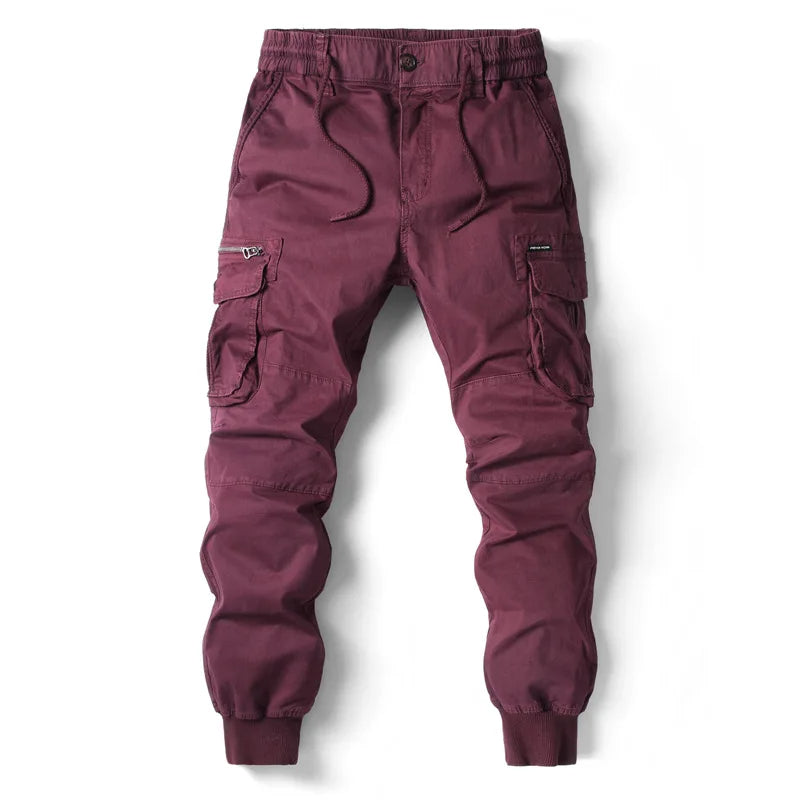 Herren Cargo-Jogginghose Tapered Kordelzug Mehrere Taschen