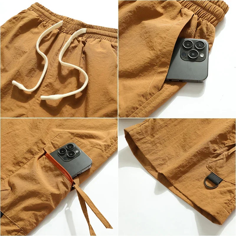 Herren Cargo-Shorts Elastischer Bund Leicht Relaxed Fit