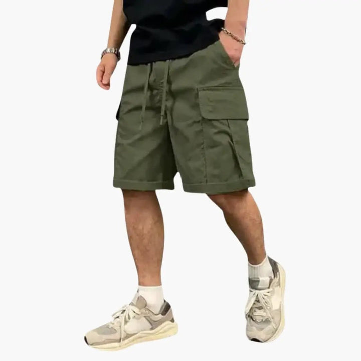Herren Cargo-Shorts Knielang mit Kordelzug und Taschen