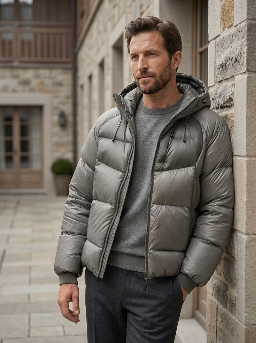 Herren Daunenjacke mit arthur für kalte Tage im Alltag - Grau