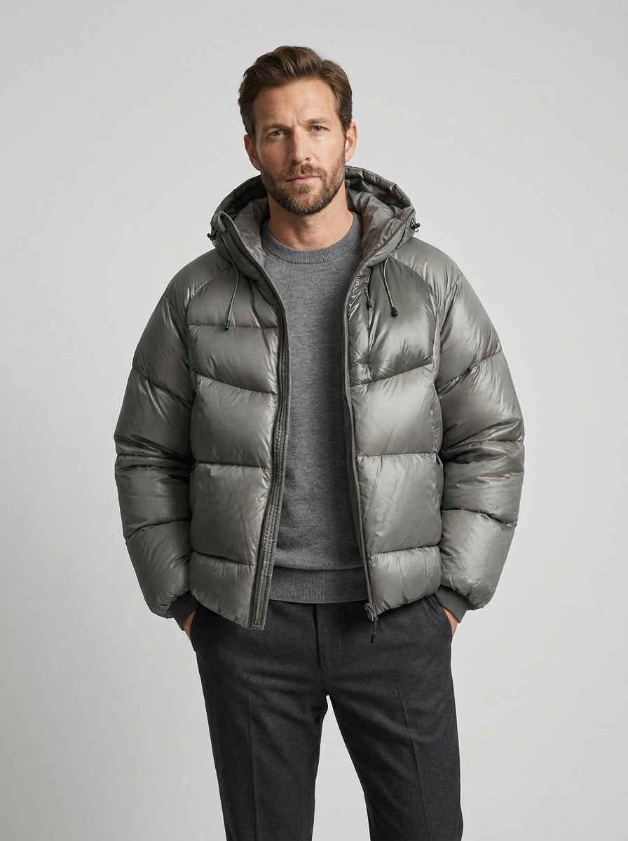 Herren Daunenjacke mit arthur für kalte Tage im Alltag - Grau