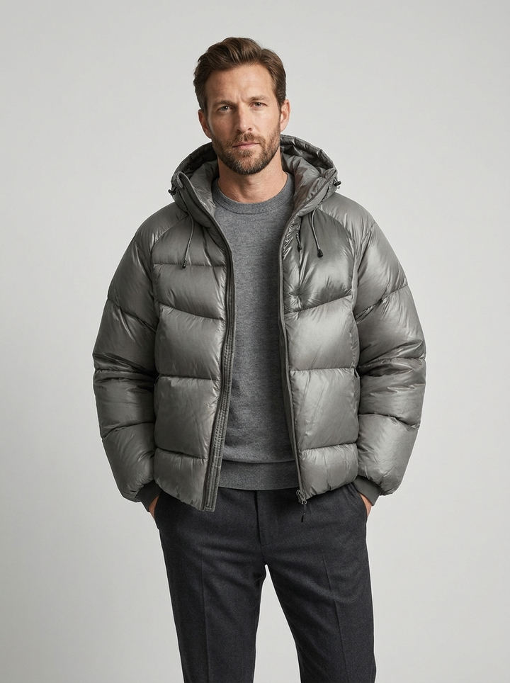 Herren Daunenjacke mit arthur für kalte Tage im Alltag - Grau