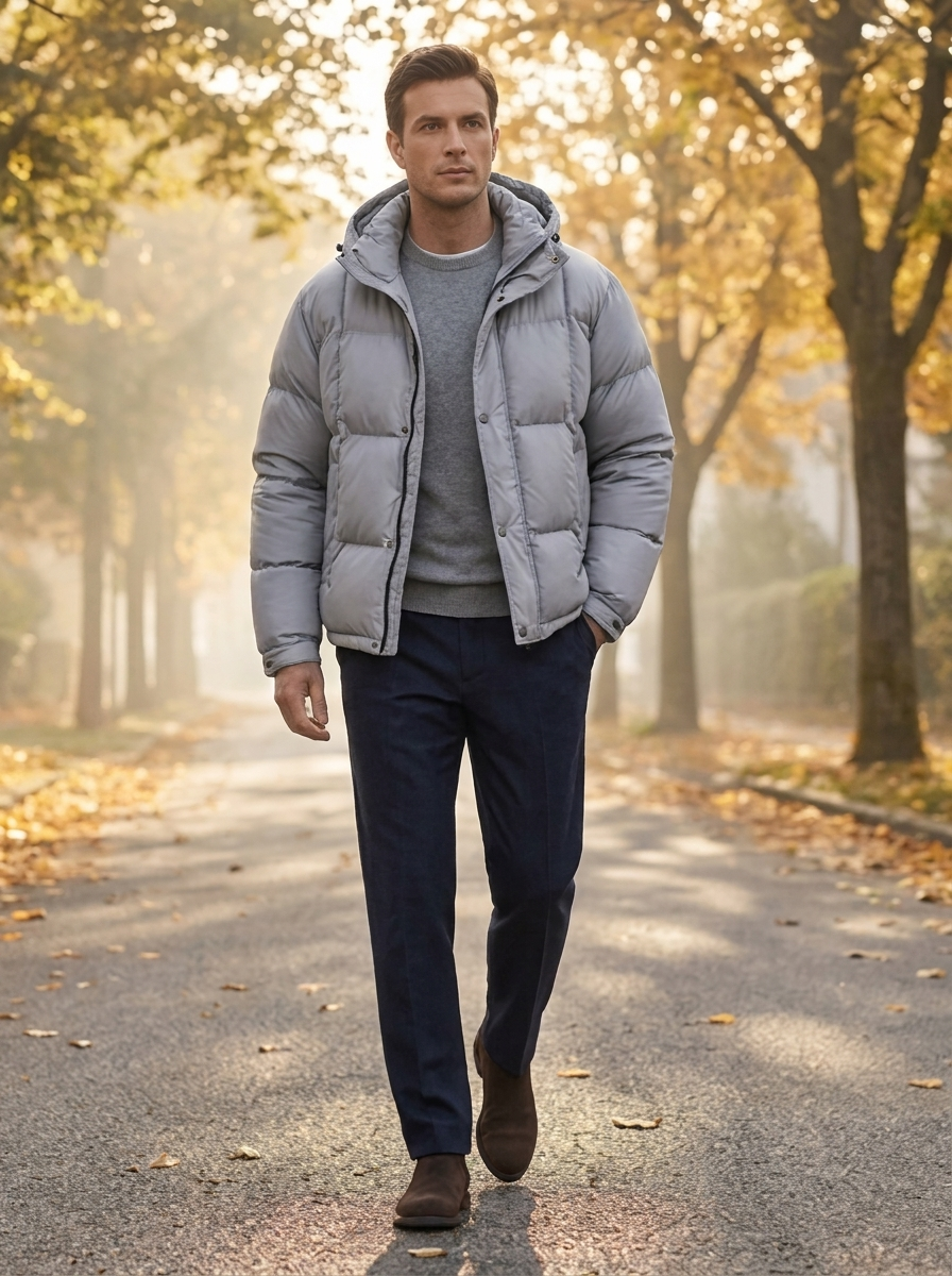 Herren Daunenjacke mit daniel für kalte Tage im Alltag - Grau