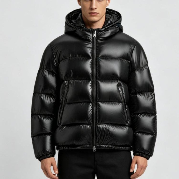 Herren Daunenjacke mit david für kalte Tage im Alltag - Schwarz