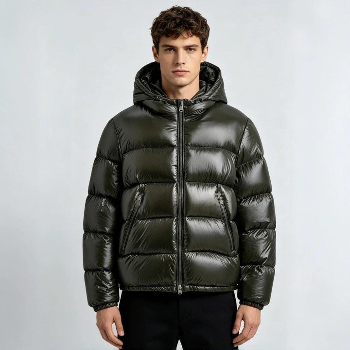 Herren Daunenjacke mit david für kalte Tage im Alltag - Schwarz