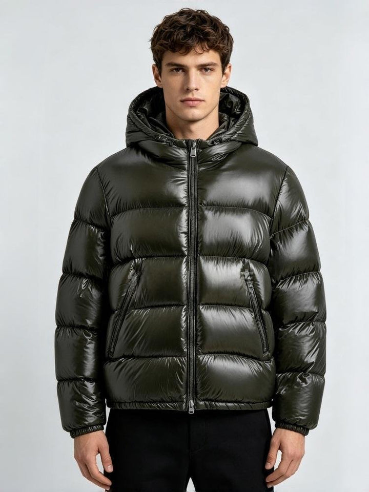 Herren Daunenjacke mit david für kalte Tage im Alltag - Schwarz