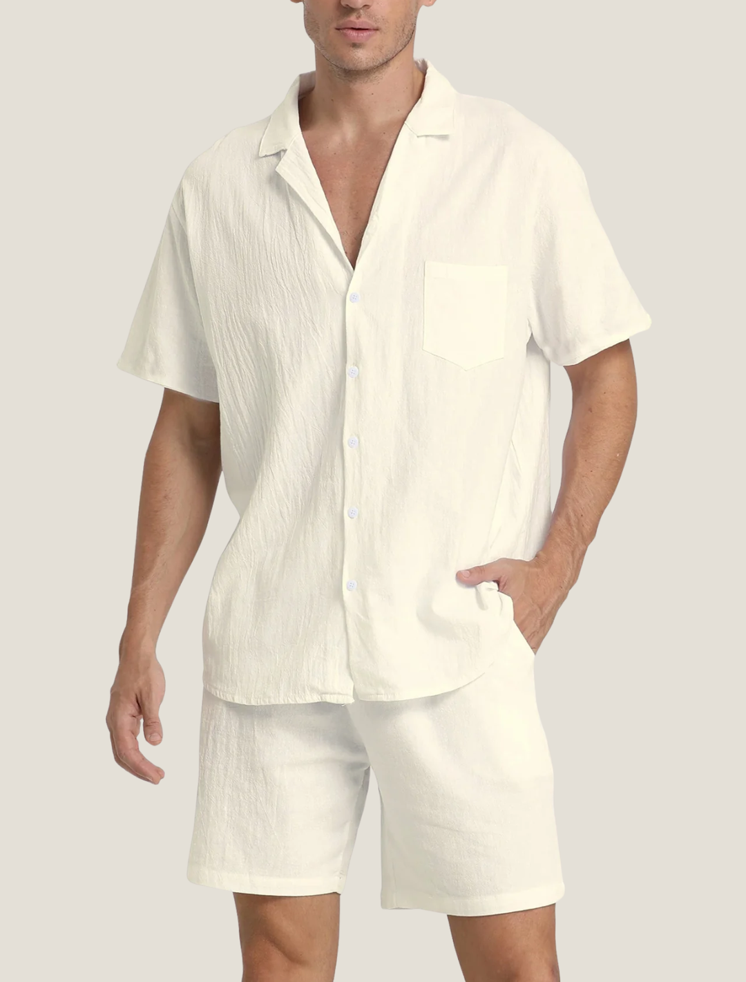Herren Freizeit-Set Kurzarm Hemd und Shorts Zweiteiler