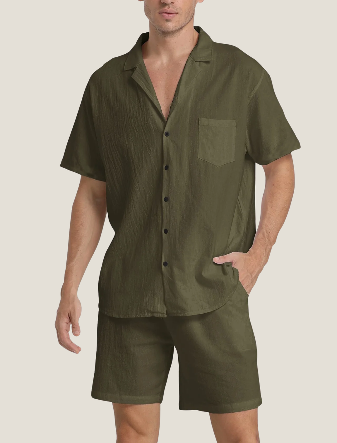 Herren Freizeit-Set Kurzarm Hemd und Shorts Zweiteiler