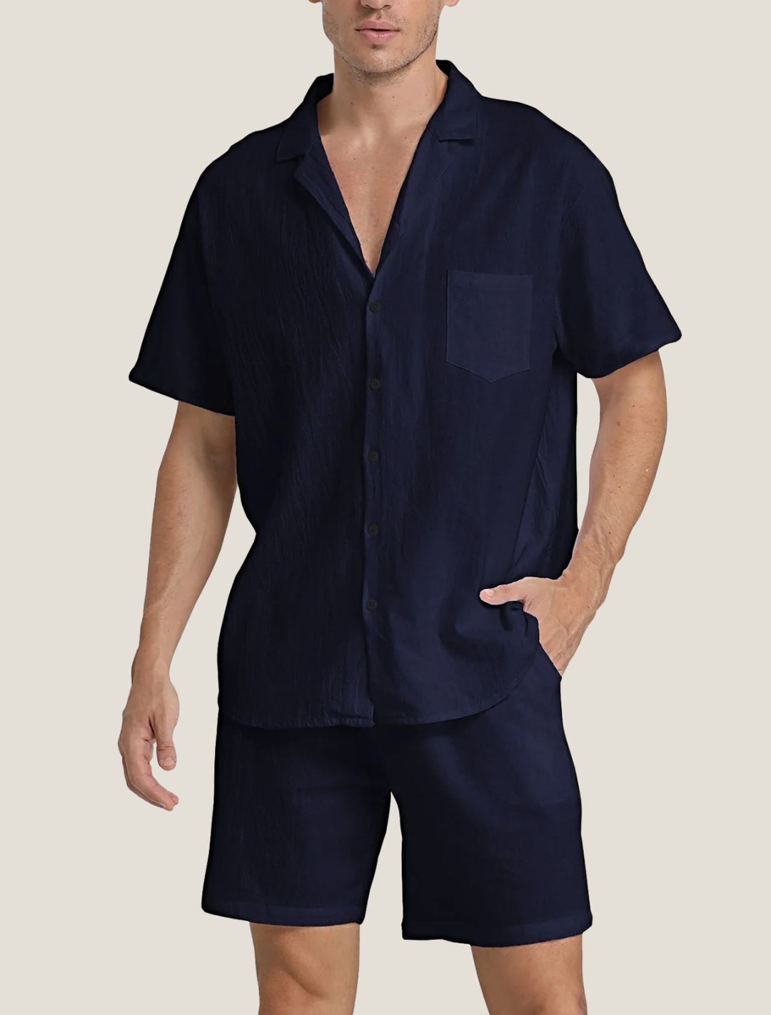 Herren Freizeit-Set Kurzarm Hemd und Shorts Zweiteiler