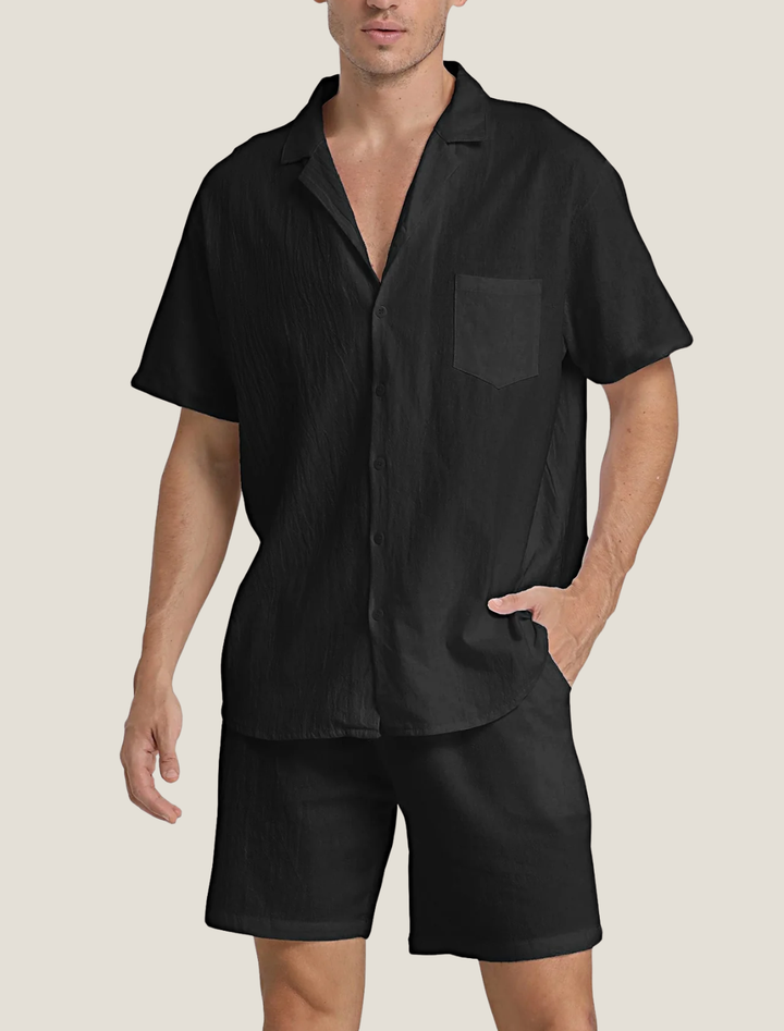 Herren Freizeit-Set Kurzarm Hemd und Shorts Zweiteiler